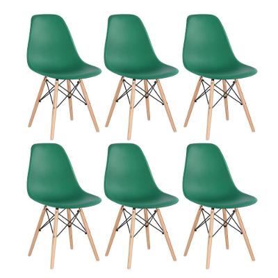 Kit 6 Cadeiras Charles Eames Eiffel Dsw Com Pés De Madeira Clara Verde Escuro