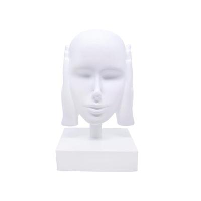 Escultura Decorativa Máscara Rosto Surdo Branco Em Cerâmica 25X15cm