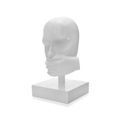 Escultura Decorativa Máscara Rosto Silêncio Branco 25x15 Cm - D'rossi