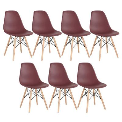 Kit 7 Cadeiras Charles Eames Eiffel Dsw Com Pés De Madeira Clara Marrom