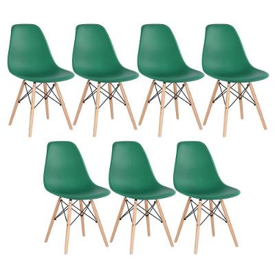 Kit 7 Cadeiras Charles Eames Eiffel Dsw Com Pés De Madeira Clara Verde Escuro