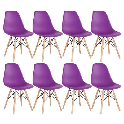 Kit 8 Cadeiras Charles Eames Eiffel Dsw Com Pés De Madeira Clara Roxo