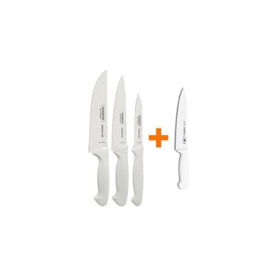 Kit - Faqueiro Premium 3 Peças + 1 Faca De Carne Profissional 6 Pol - Tramontina