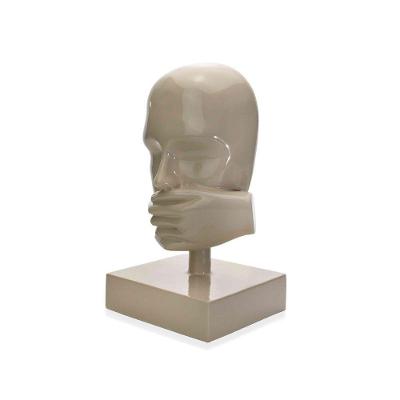 Escultura Rosto Silêncio Em Cerâmica Nude 25x15