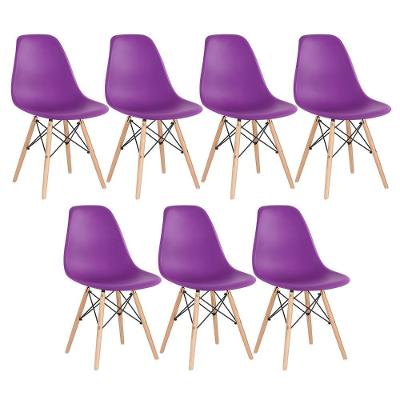 Kit 7 Cadeiras Charles Eames Eiffel Dsw Com Pés De Madeira Clara Roxo
