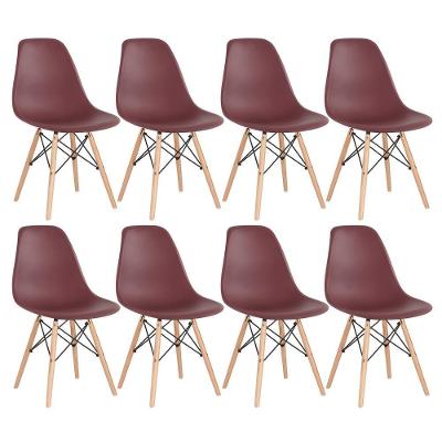 Kit 8 Cadeiras Charles Eames Eiffel Dsw Com Pés De Madeira Clara Marrom