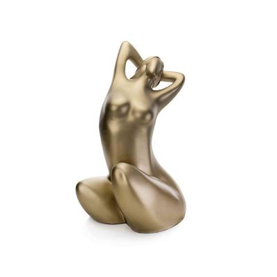 Escultura Eva Em Cerâmica Ouro Velho 39x21x25cm