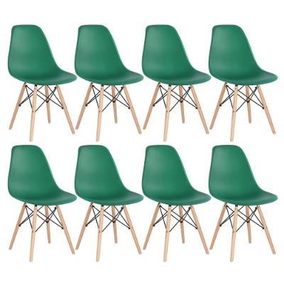 Kit 8 Cadeiras Charles Eames Eiffel Dsw Com Pés De Madeira Clara Verde Escuro