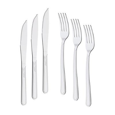 Kit - Jogo De Faca E Garfo Buzios 96 Peças Em Aço Inox Ibag - Tramontina