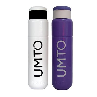 Kit 2 Garrafinhas Para Treino Para Academia Umto Super-Resistente 500 Ml Branca E Lilás - Branco