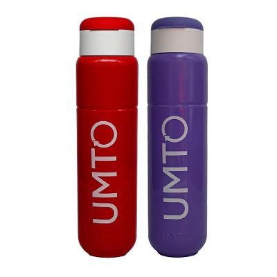 Kit 2 Garrafinhas Para Treino Para Academia Umto Super-Resistente 500 Ml Vermelho E Lilás - Vermelho