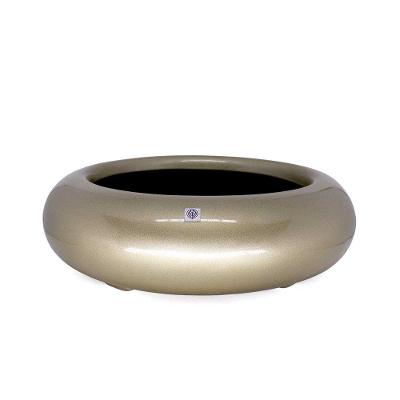 Vaso Bacia Decorativo Redondo Ouro Velho P 9X30X30cm