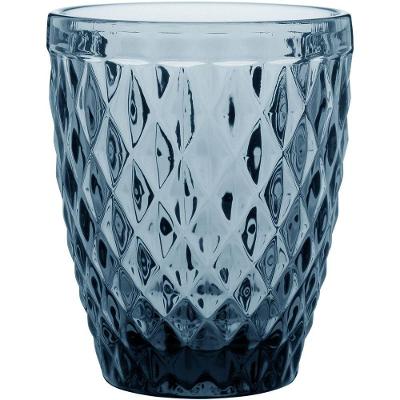 Copo Água 10X8X8Cm 270Ml Vidro Azul 6Pç