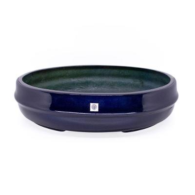 Vaso Bacia Decorativo Osaka Azul Perolizado G 16X65X52cm