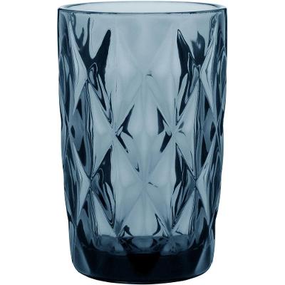 Copo Long Drink 13X8X8Cm 370Ml Vidro Azul 6Pç