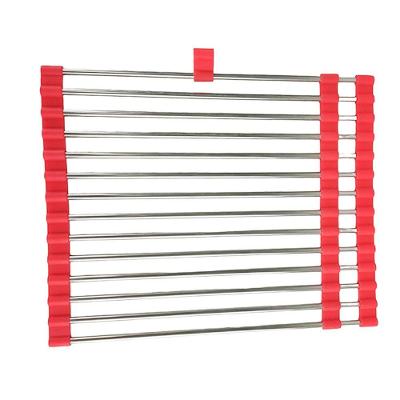 Escorredor Esteira Inox Louça Cozinha Pia Flexivel Extensivel Multiuso Silicone Dobravel Compacto