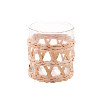 Jogo De Copos Baixos Em Vidro Com Sisal Com 4 Peças 320Ml Wolff