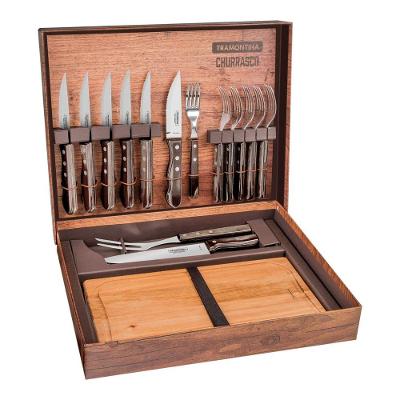 Kit Para Churrasco Tramontina Inox E Cabos Em Madeira 15 Pçs