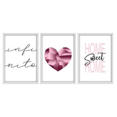 Kit 03 Quadross "Pink Heart" 43X33X1Cm