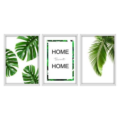 Kit 03 Quadross "Folhagem Home Sweet Home" 43X33X1Cm
