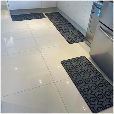 Kit Jogo De Cozinha Carpete Geométrico Elegante 3 Peças Titulo Cinza