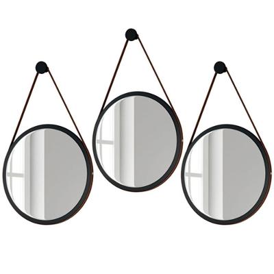 Kit 3 Espelhos Decorativos Redondos 67cm Com Alça Adnet Escandinavo H01 Preto