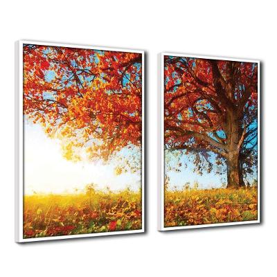 Quadro Premium Cx Alta árvore Outono 2un 40x60 Moldura Branca