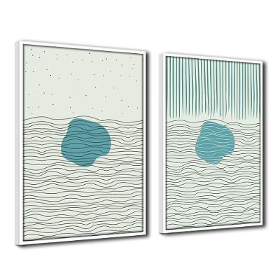 Quadro Decorativo Textura Cx Alta 2Un 40X60 Abstrato Azul1  Titulo Moldura Branca