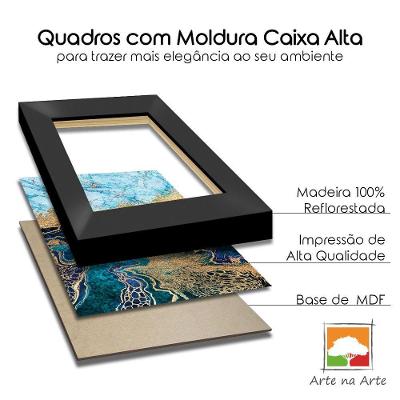 Quadro Premium Textura Cx Alta Folhas De Ouro 6 2un 40x60 Titulos Moldura Ocre