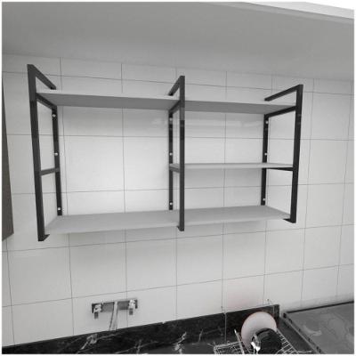 Prateleira Para Cozinha Aço Preto Cinza Modelo Ind14cc