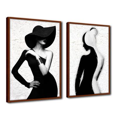 Quadro Decorativo Textura Cx Alta Estilo Mulher 2 Un 40X60  Titulo Moldura Ocre