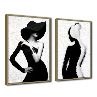 Quadro Decorativo Textura Cx Alta Estilo Mulher 2 Un 40X60  Titulo Moldura Caqui