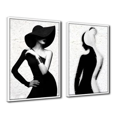 Quadro Decorativo Textura Cx Alta Estilo Mulher 2 Un 40X60  Titulo Moldura Branca
