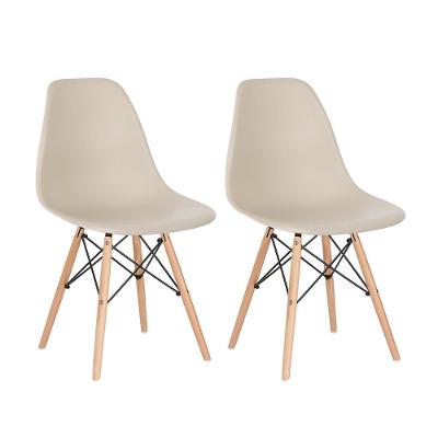 Kit 2 Cadeiras Charles Eames Eiffel Dsw Com Pés De Madeira Clara Nude