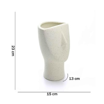 Vaso Rosto Areia Em Cerâmica 23x15cm