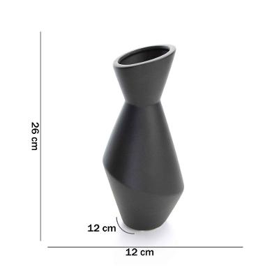 Vaso Preto Em Cerâmica 26x12cm