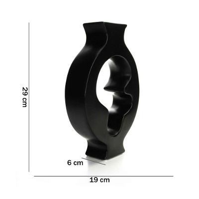 Vaso Em Cerâmica Vasado Preto 29x19cm