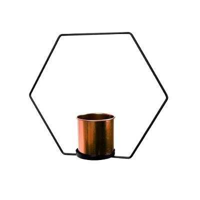 Vaso Metal para Pendurar Rose e Preto 29x33cm