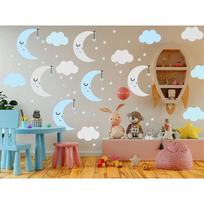 Adesivo De Parede Baby Nuvem C/ Lua Infantis Azul