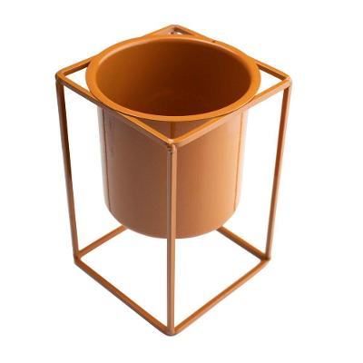 Vaso Terracota Com Suporte Em Metal 16x11cm