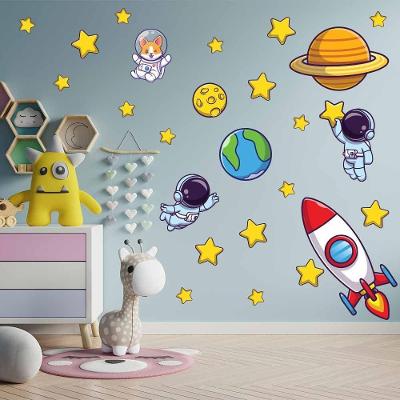 Adesivo De Parede Astronauta Foguete Estrelas