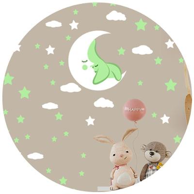 Adesivo De Parede Infantil Lua Nuvens Estrelas Verdes