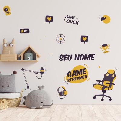 Adesivo Parede Gamer Streamer Nome Personalizado