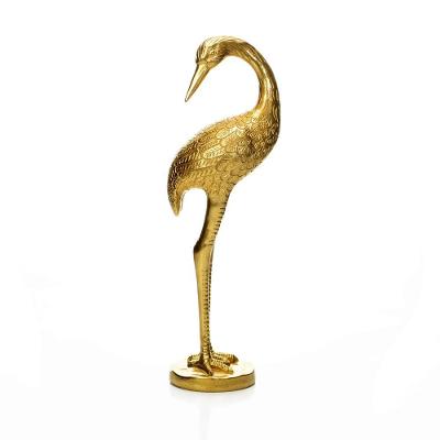 Escultura Pássaro Em Poliresina Dourado 40x14cm