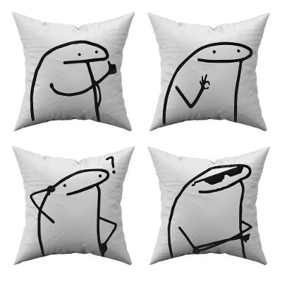 Kit C/ 4 Capas De Almofadas Flork Meme Humores 45cm X 45cm