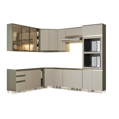 Kit de Cozinha Completa 11 Peças Connect  (4 Armários + 4 Balcões + 1 Paneleiro + 2 Complementos) C11P04 Duna/Cristal - Henn