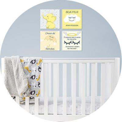 Placa Quarto Bebê Menina E Menino Amarelo