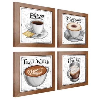 Quadro Café Expresso Padaria Cozinha 2 Titulos Moldura Ocre