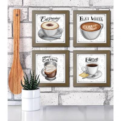 Quadro Café Expresso Padaria 2 Titulos Moldura Madeira