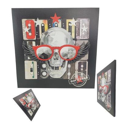 Quadro Rockstar Caveira Banda Musica Rock 50x50 Casa Quarto Sala Parede Moldura Decoraçao